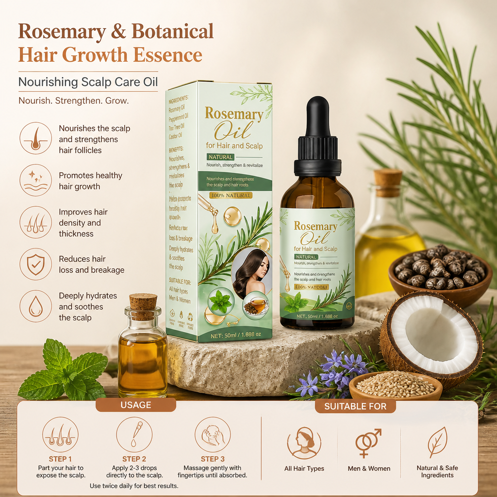 Rosemary & Botanical Hair Growth Essence – Nourishing Scalp Care Oil