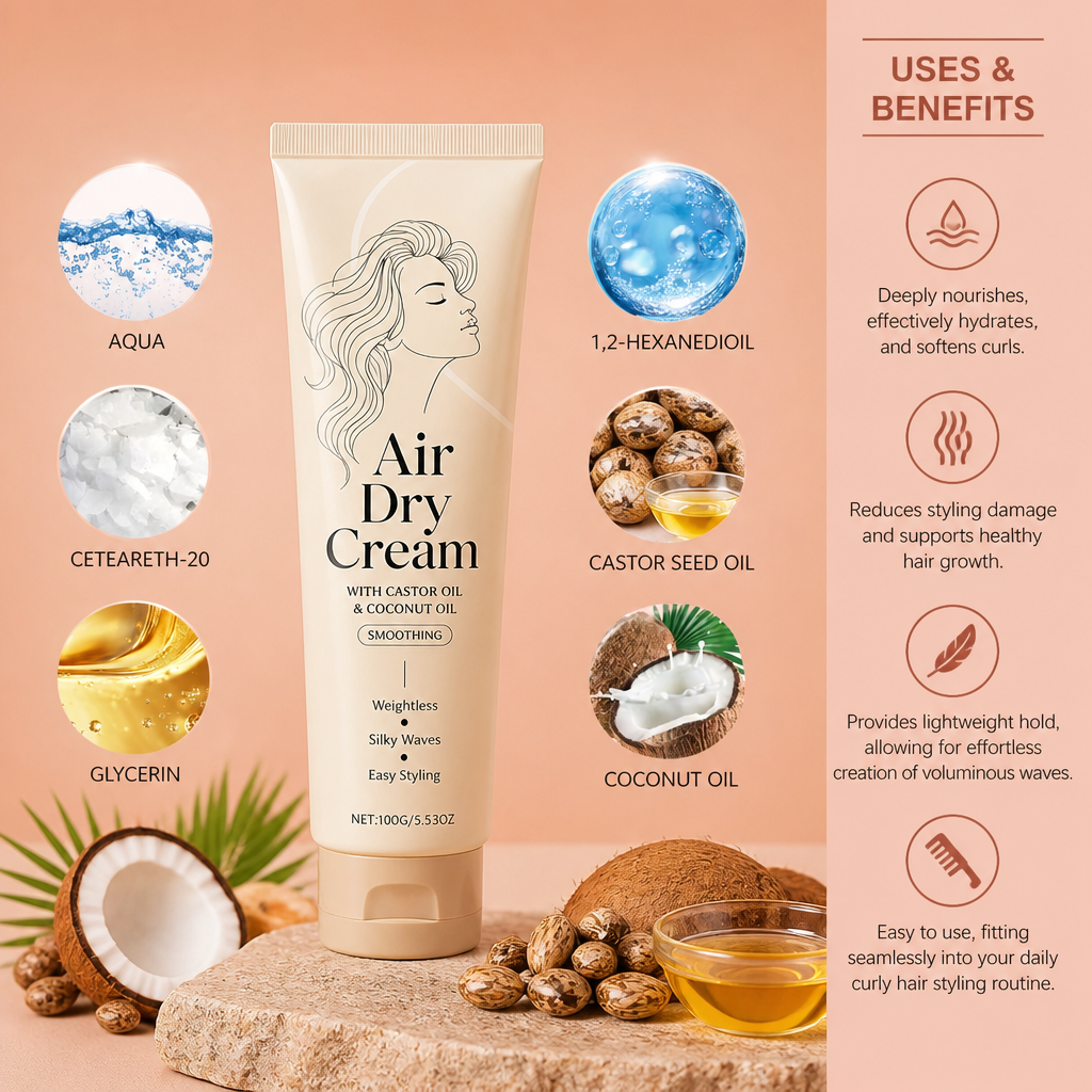 Air Dry Hair Cream – Lightweight Nourishing Styling For Soft Waves