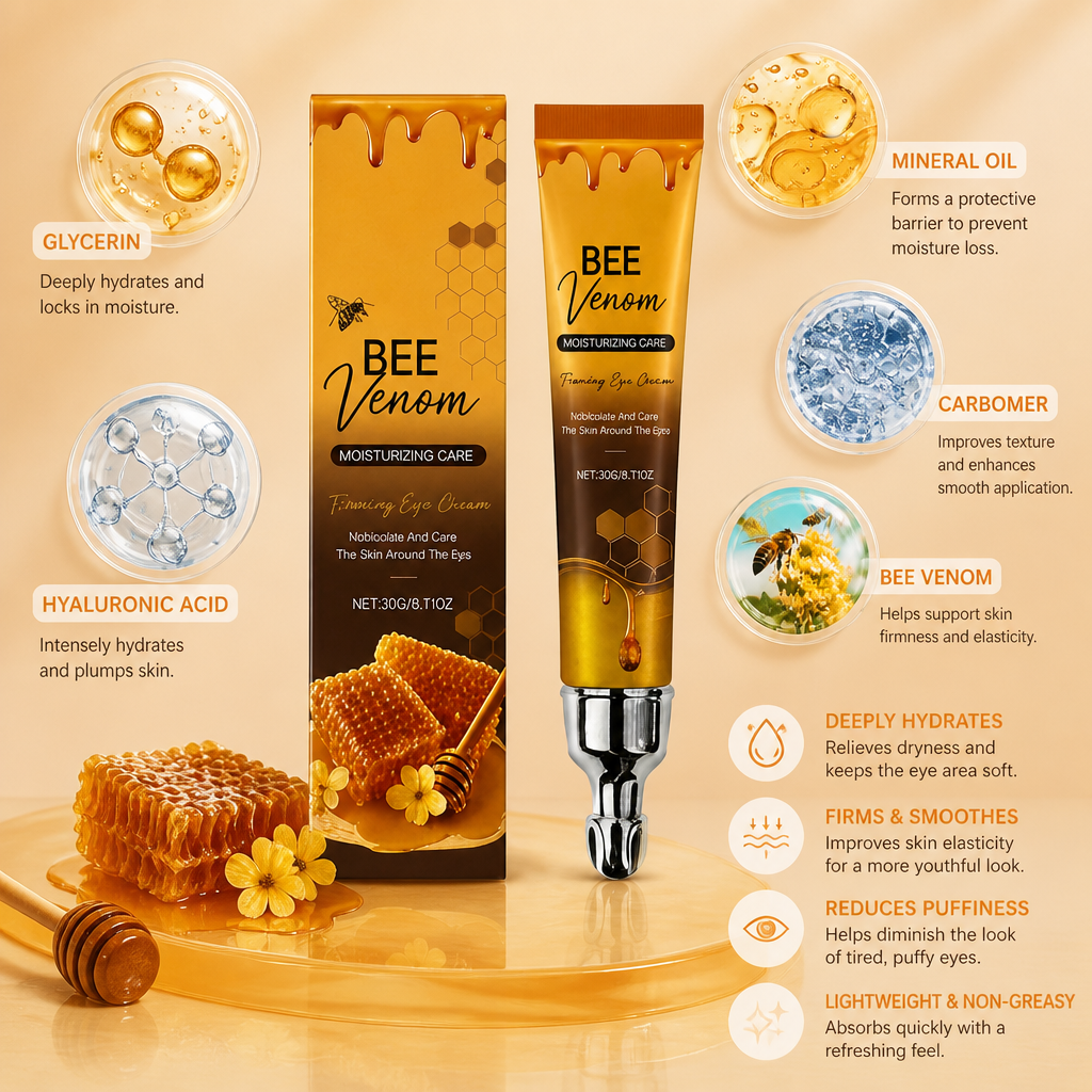 Bee Venom & Hyaluronic Acid Firming Eye Cream for Smooth, Hydrated Skin