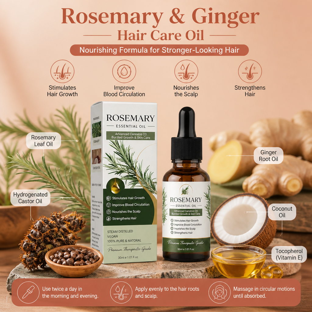 Rosemary & Ginger Hair Care Oil – Nourishing Formula For Stronger-Looking Hair