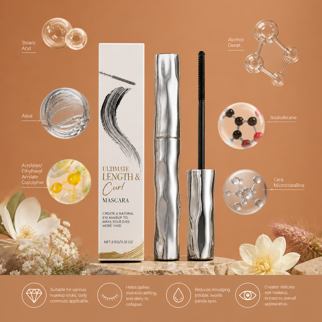 Waterproof Curl & Length Mascara – Long-Lasting Smudge-Proof Formula