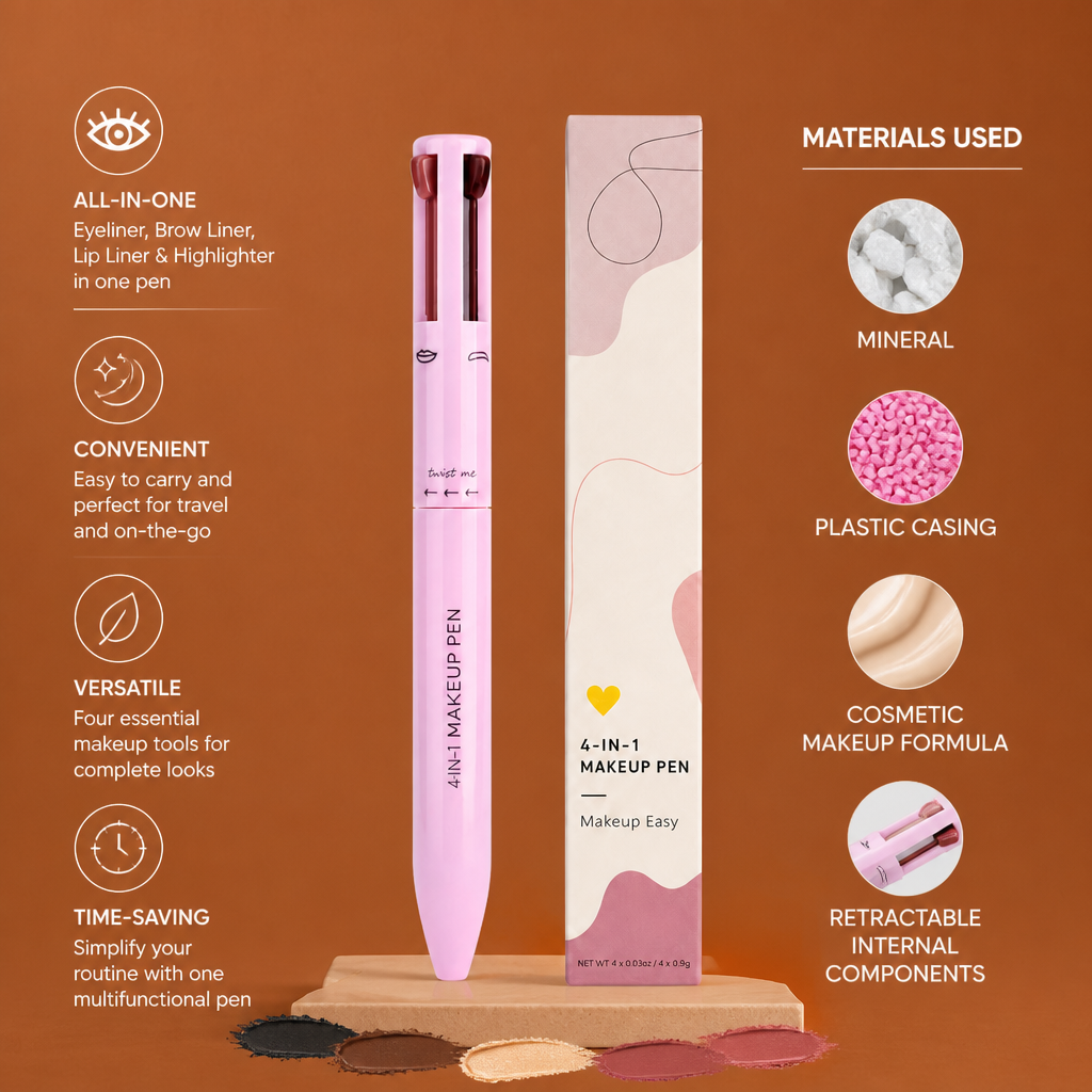 4-in-1 Makeup Pen – Eyeliner, Highlighter, Lip Liner & Brow Liner