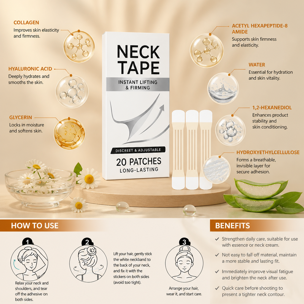 Invisible Neck Lift Tape – Firming Adhesive Strips for a Smooth Neckline