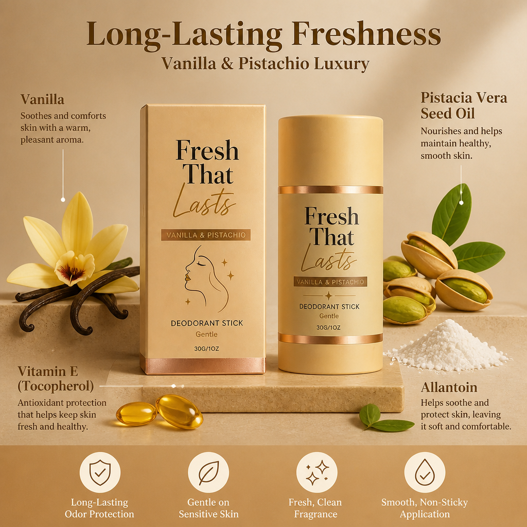 Long-Lasting Deodorant Stick – Vanilla & Pistachio Freshness All Day