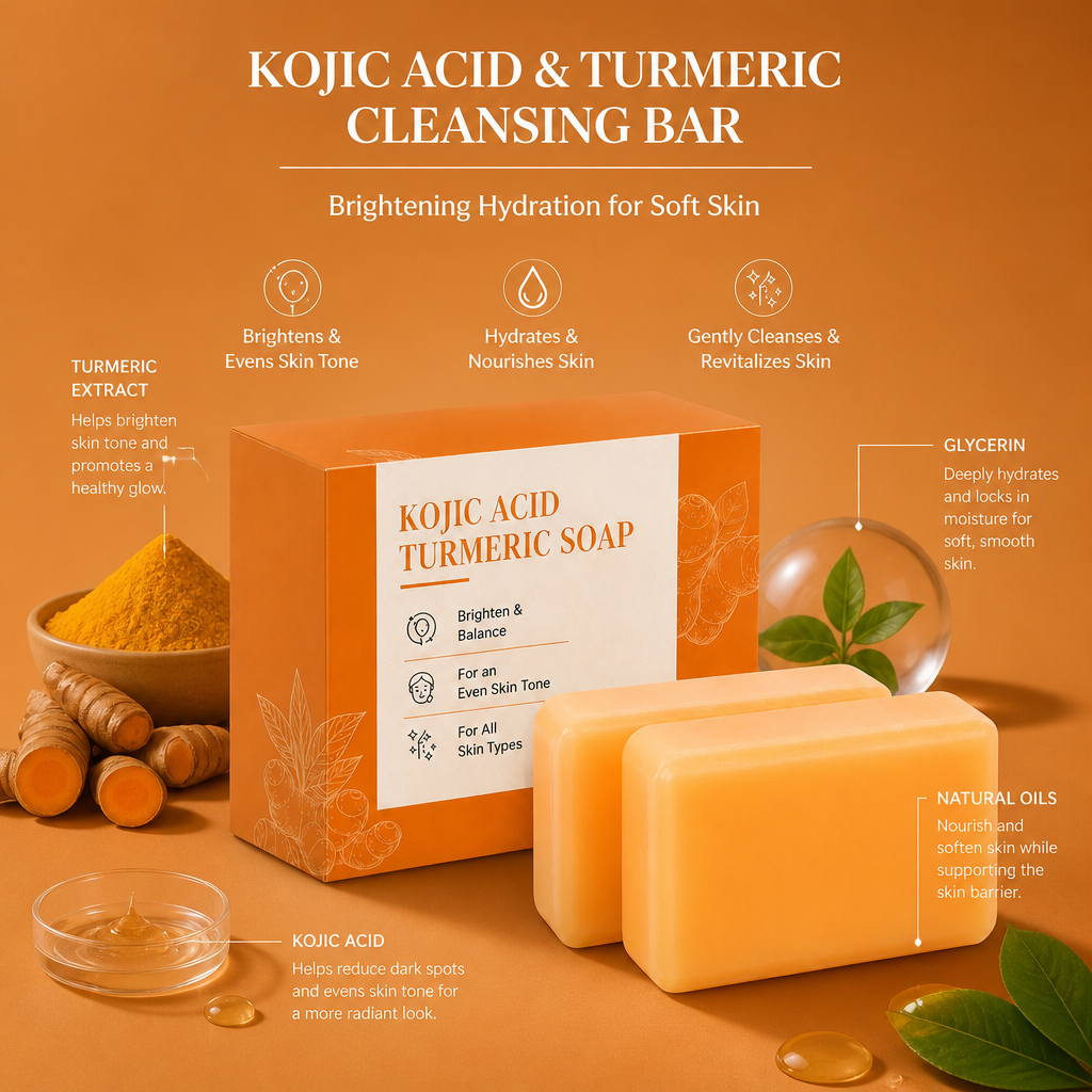 Kojic Acid & Turmeric Cleansing Bar – Brightening Hydration for Soft Skin