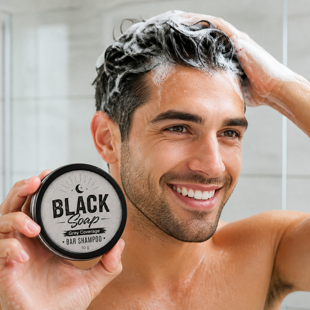 Black Nourishing Hair Soap Bar – Gentle Cleansing & Scalp Care Formula