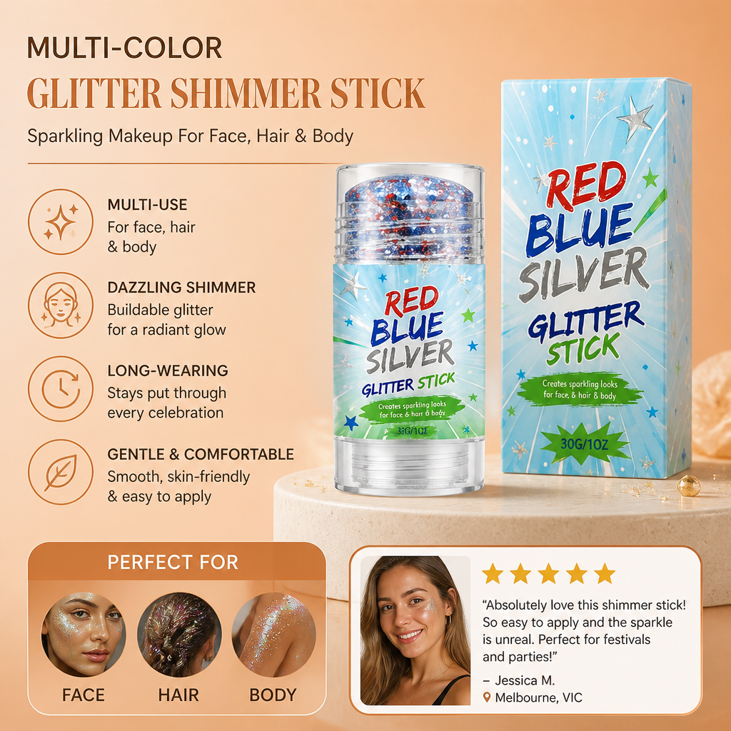 Multi-Color Glitter Shimmer Stick – Sparkling Makeup For Face Hair & Body