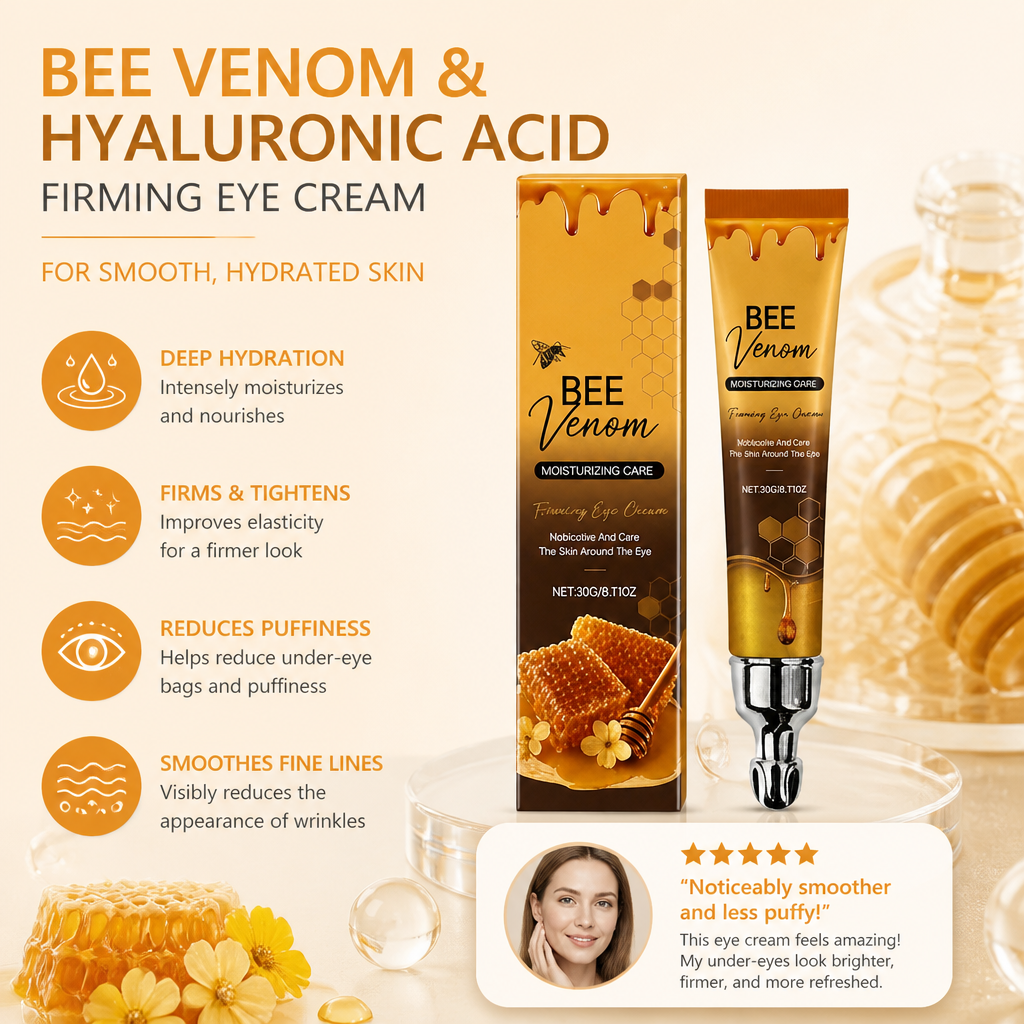 Bee Venom & Hyaluronic Acid Firming Eye Cream for Smooth, Hydrated Skin