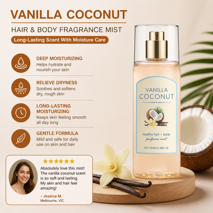 Vanilla Coconut Hair & Body Fragrance Mist – Long-Lasting Scent With Moisture Care