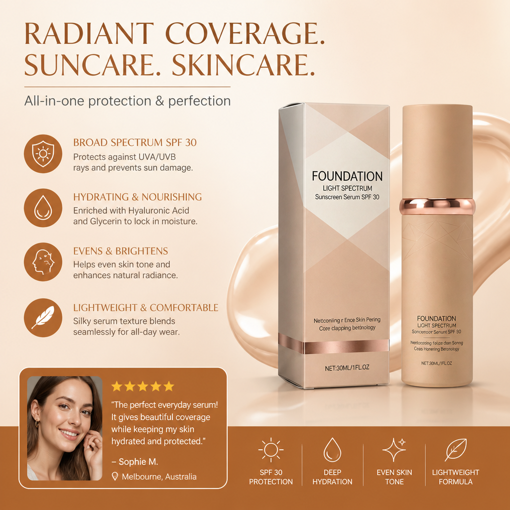 Foundation Light Spectrum Sunscreen Serum – Hydrating Coverage With SPF Care