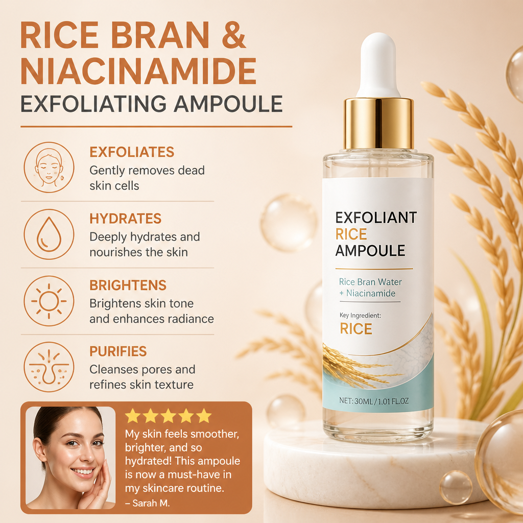 Rice Bran & Niacinamide Exfoliating Ampoule – Brightens and Hydrates Skin