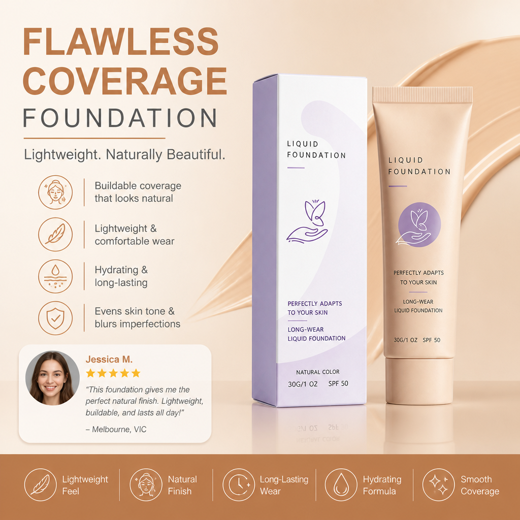 Flawless Coverage Foundation – Lightweight Natural Finish Makeup Base