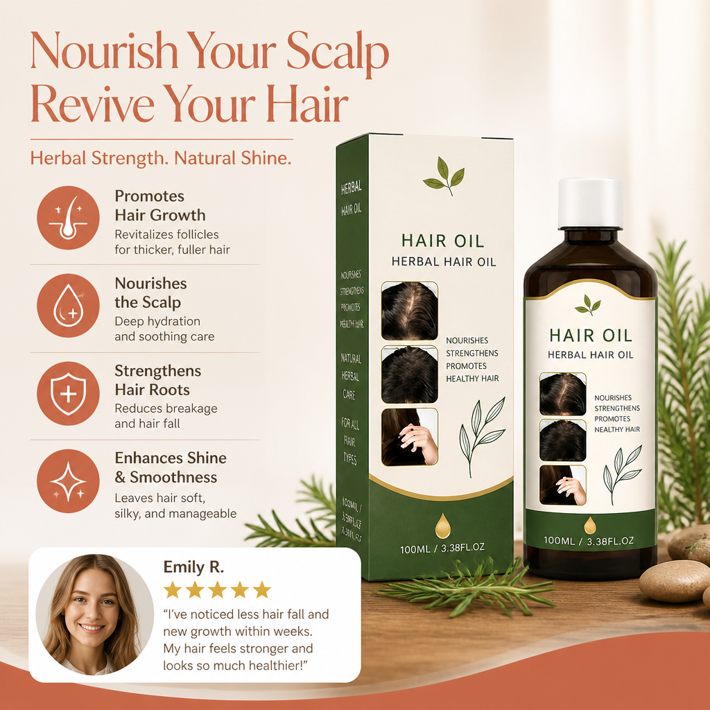 Rosemary & Herbal Hair Oil – Nourishing Scalp Care For Fuller-Looking Hair