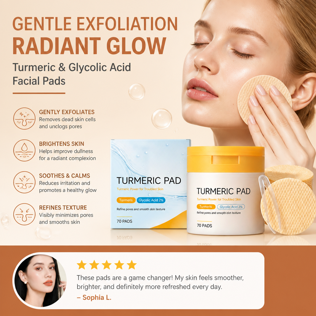Turmeric & Glycolic Acid Facial Pads – Gently Exfoliate for Radiant Skin
