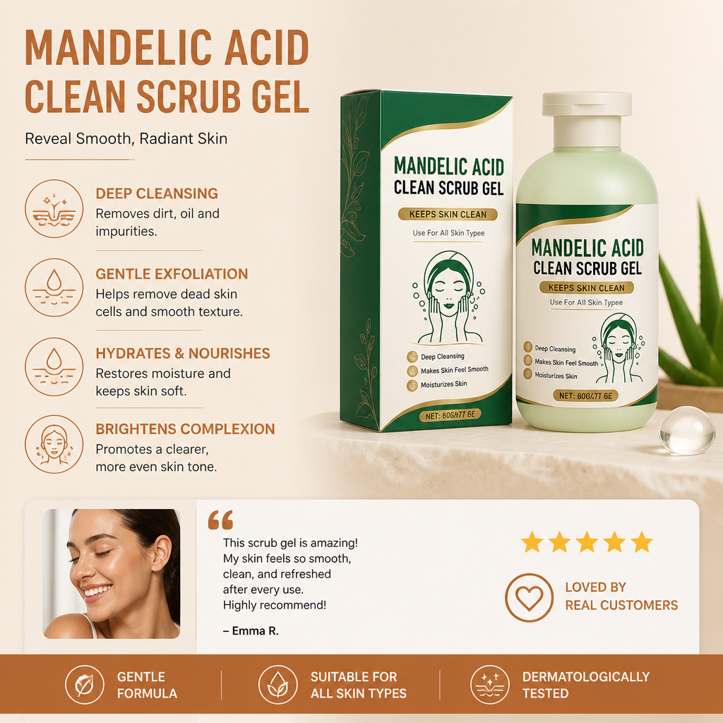 Mandelic Acid Scrub Gel – Gentle Exfoliation for Soft, Smooth Skin