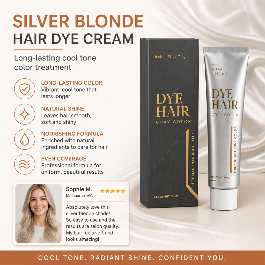 Silver Blonde Hair Dye Cream – Long-Lasting Cool Tone Color Treatment