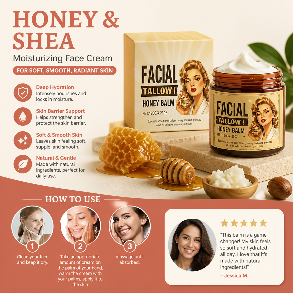 Honey & Shea Moisturizing Face Cream for Soft, Smooth, Radiant Skin