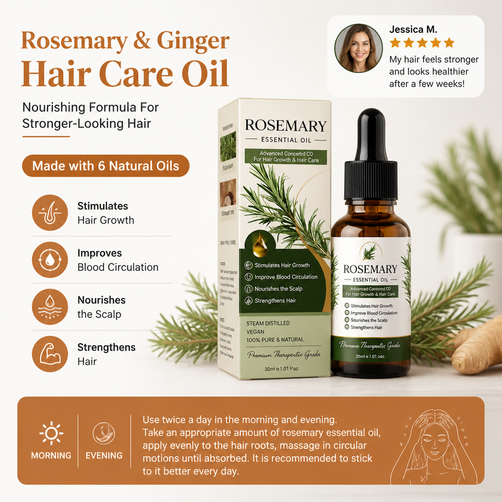 Rosemary & Ginger Hair Care Oil – Nourishing Formula For Stronger-Looking Hair