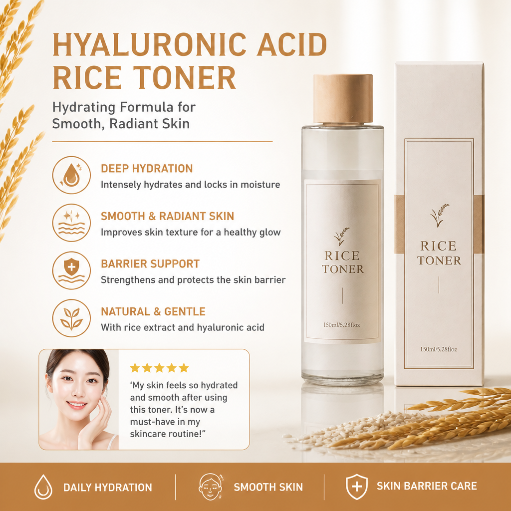 Hyaluronic Acid Rice Toner – Hydrating Formula for Smooth, Radiant Skin