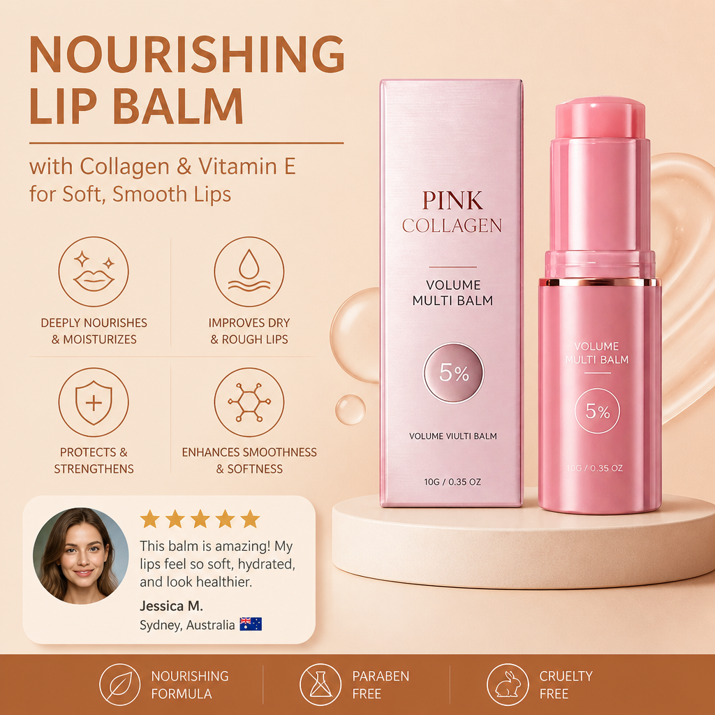 Nourishing Lip Balm with Collagen & Vitamin E for Soft, Smooth Lips