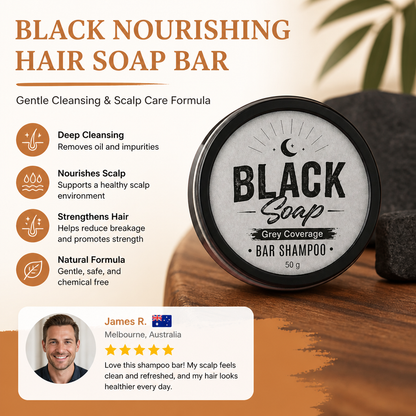 Black Nourishing Hair Soap Bar – Gentle Cleansing & Scalp Care Formula
