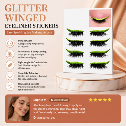 Glitter Winged Eyeliner Stickers – Easy Sparkling Eye Makeup Accent