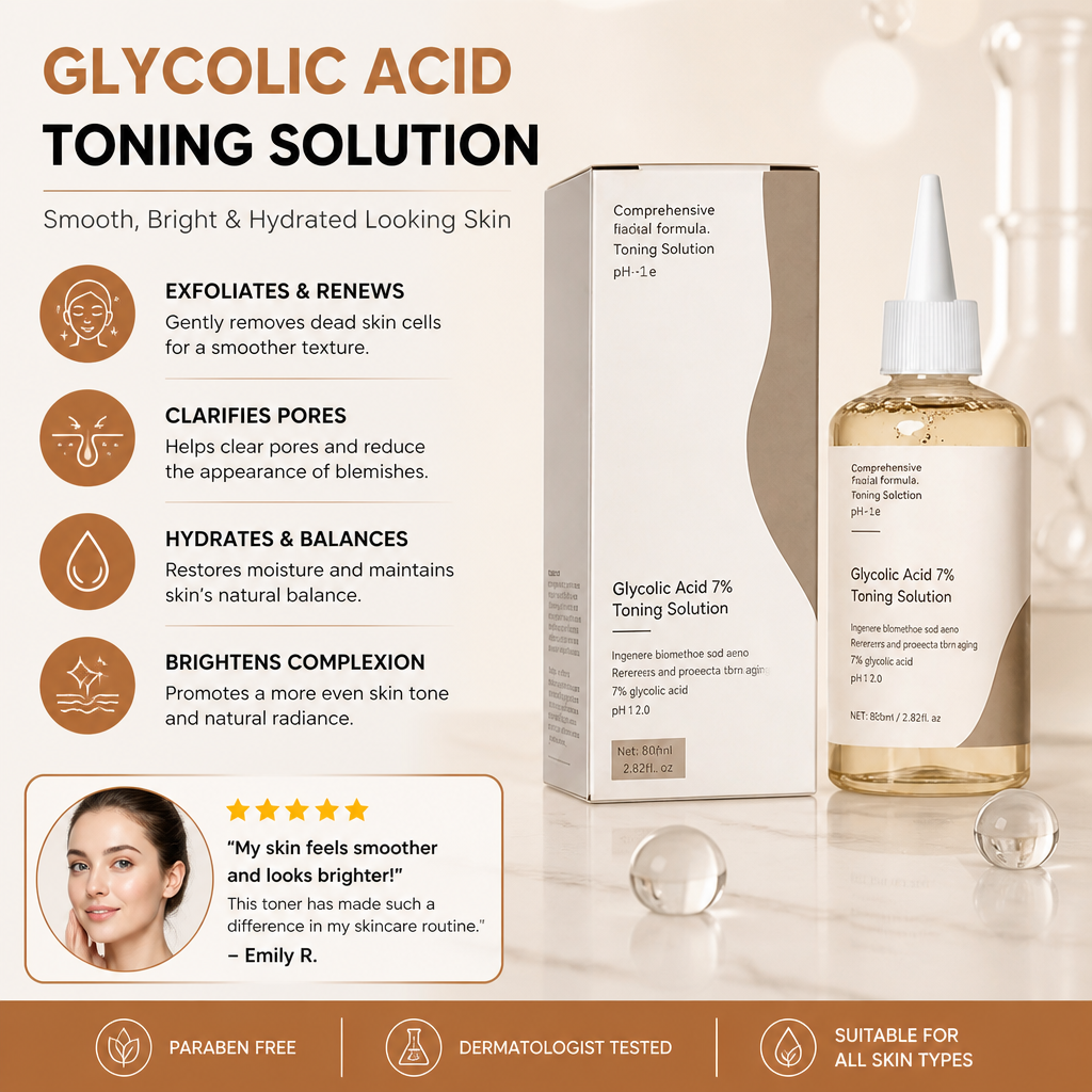 Glycolic Acid Facial Toner – Smooth, Bright & Hydrated Looking Skin