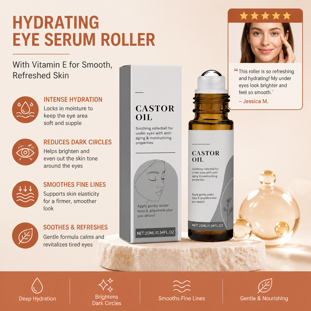 Hydrating Eye Serum Roller with Vitamin E for Smooth, Refreshed Skin
