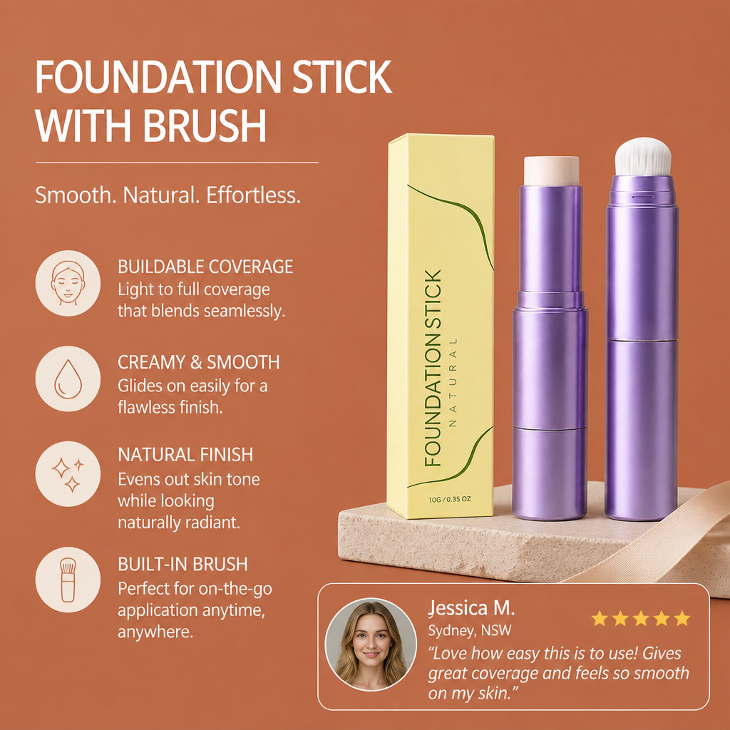 Foundation Stick With Brush – Smooth Natural Coverage For Everyday Makeup