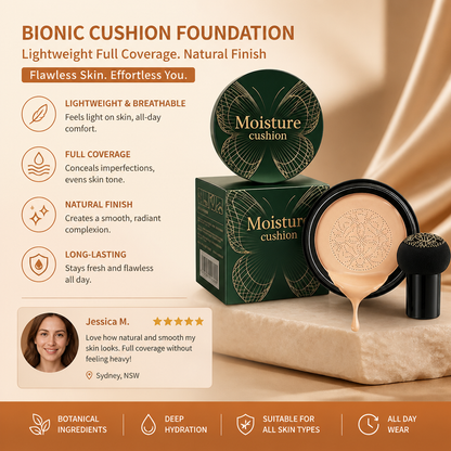 Bionic Cushion Foundation – Lightweight Full Coverage Natural Finish