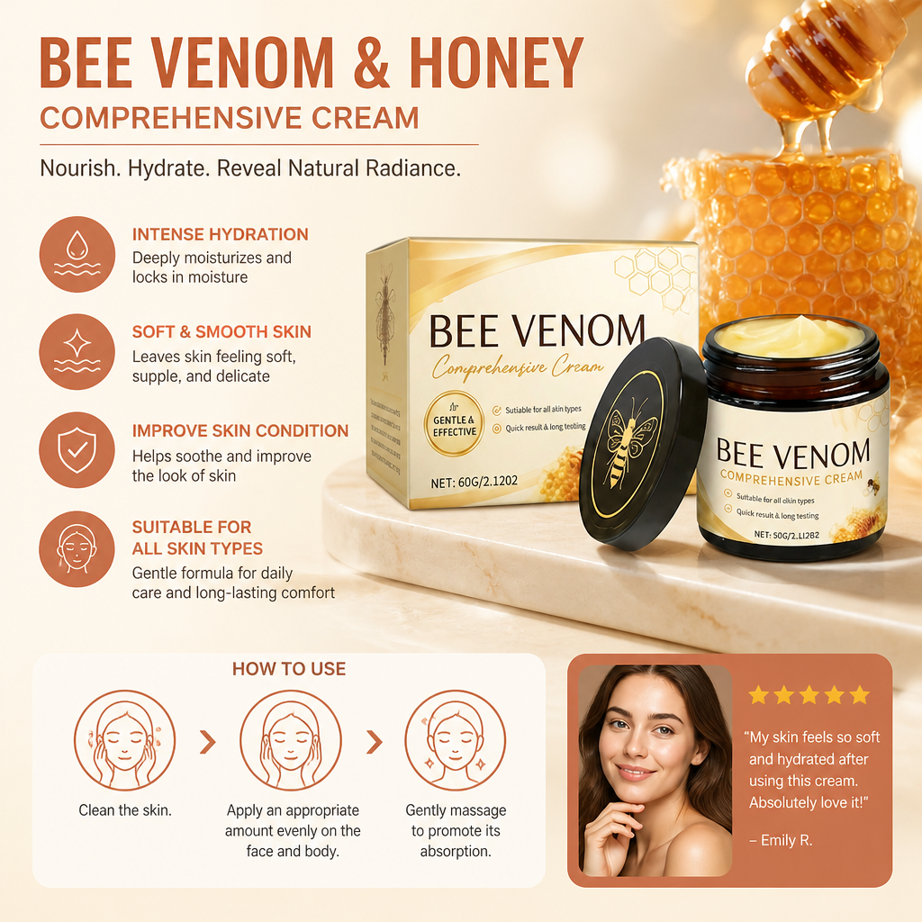 Bee Venom & Honey Body Cream for Soft, Smooth, Hydrated Skin