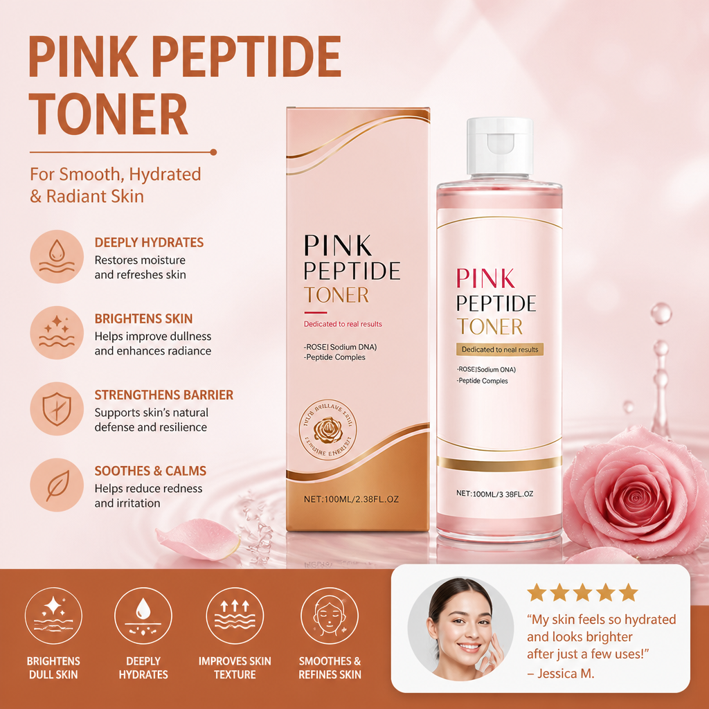 Pink Peptide Brightening Toner for Smooth, Hydrated & Radiant Skin