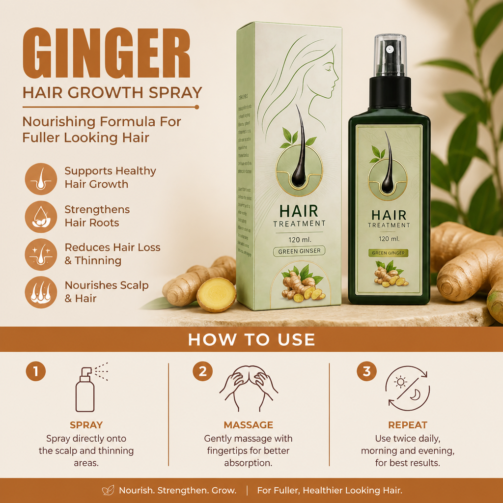Ginger Hair Growth Spray – Nourishing Formula For Fuller Looking Hair