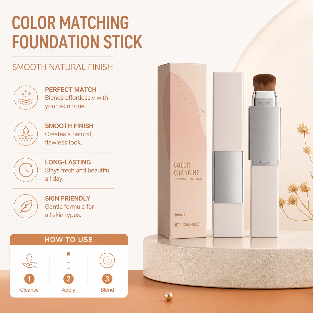 Color Matching Foundation Stick – Smooth Natural Finish Makeup Base