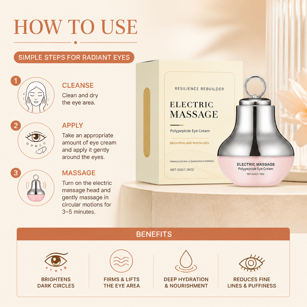 Electric Peptide Eye Cream with Massage Applicator for Brighter Eyes