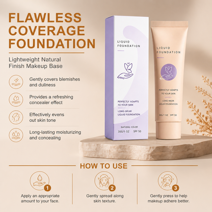 Flawless Coverage Foundation – Lightweight Natural Finish Makeup Base