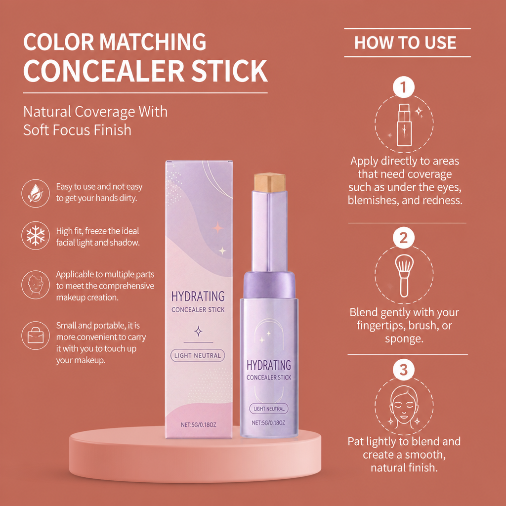 Color Matching Concealer Stick – Natural Coverage With Soft Focus Finish