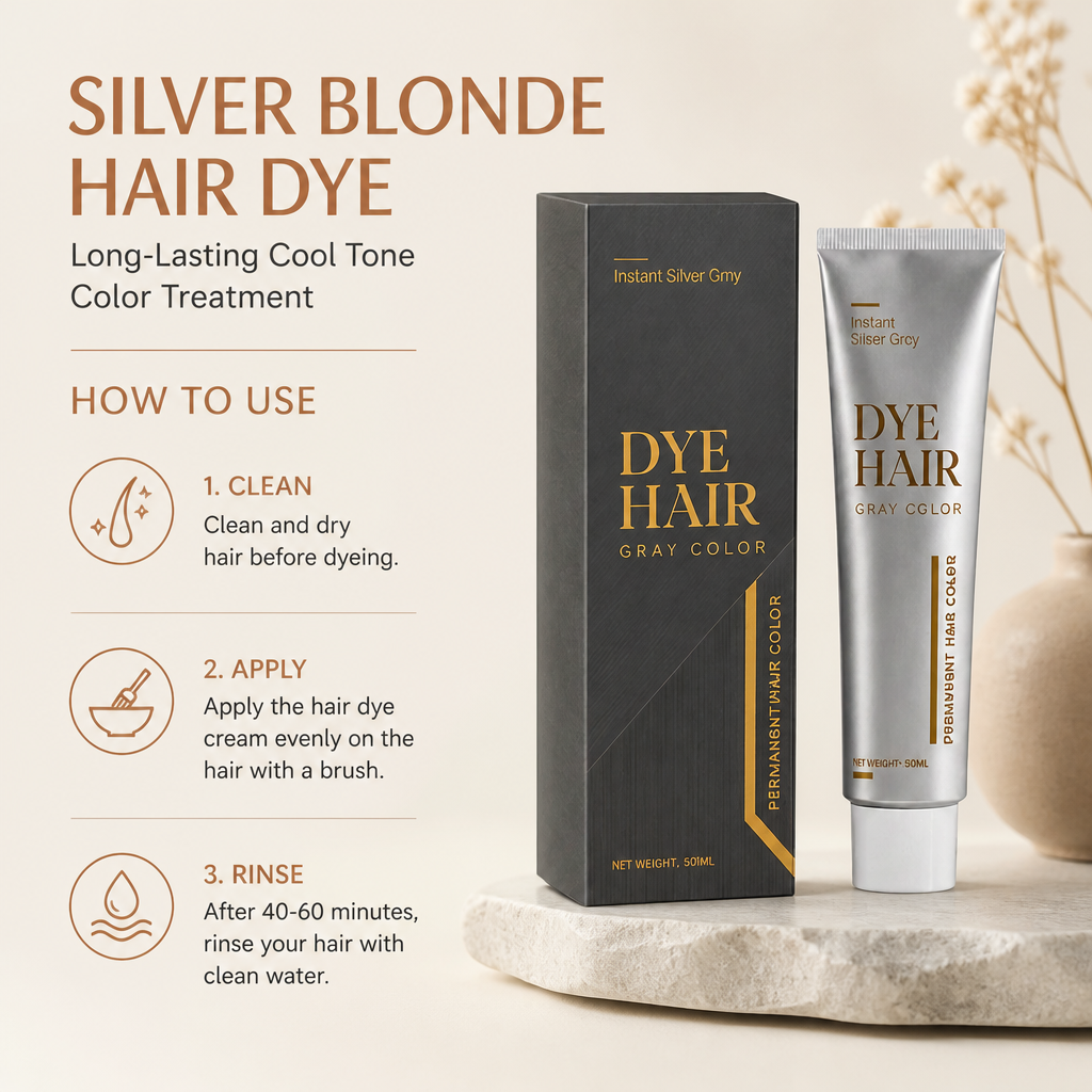 Silver Blonde Hair Dye Cream – Long-Lasting Cool Tone Color Treatment