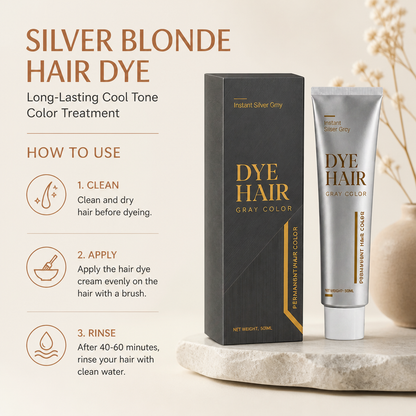 Silver Blonde Hair Dye Cream – Long-Lasting Cool Tone Color Treatment