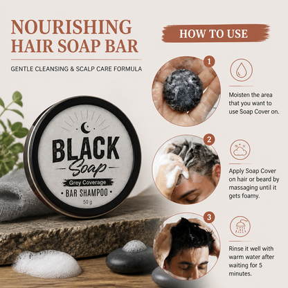 Black Nourishing Hair Soap Bar – Gentle Cleansing & Scalp Care Formula