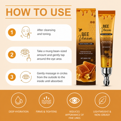 Bee Venom & Hyaluronic Acid Firming Eye Cream for Smooth, Hydrated Skin