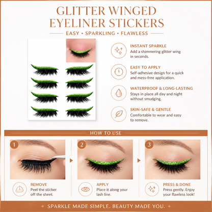 Glitter Winged Eyeliner Stickers – Easy Sparkling Eye Makeup Accent