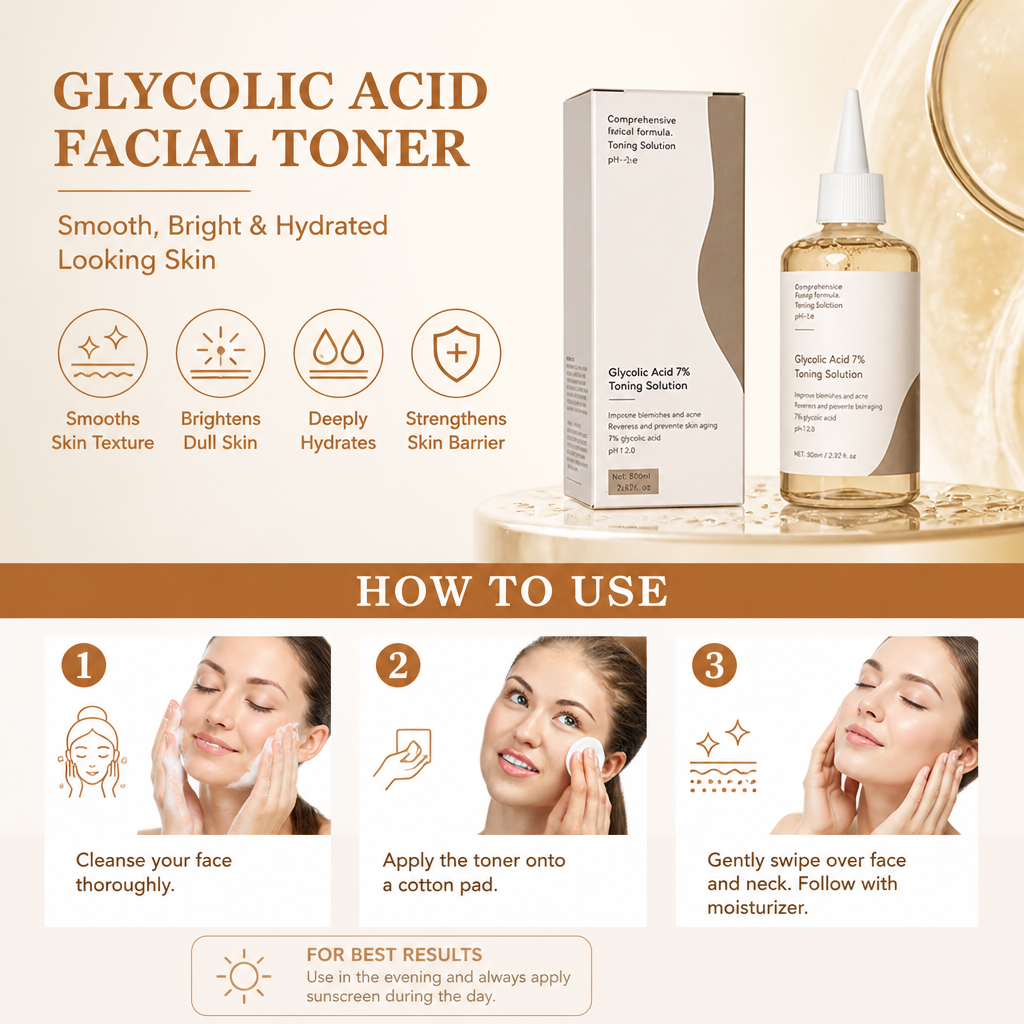 Glycolic Acid Facial Toner – Smooth, Bright & Hydrated Looking Skin
