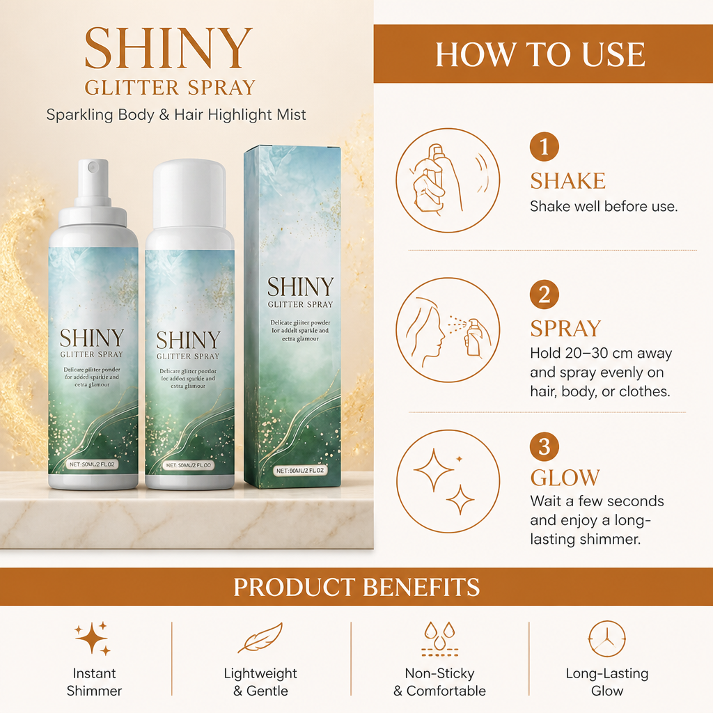 Shiny Glitter Spray – Sparkling Body And Hair Highlight Mist