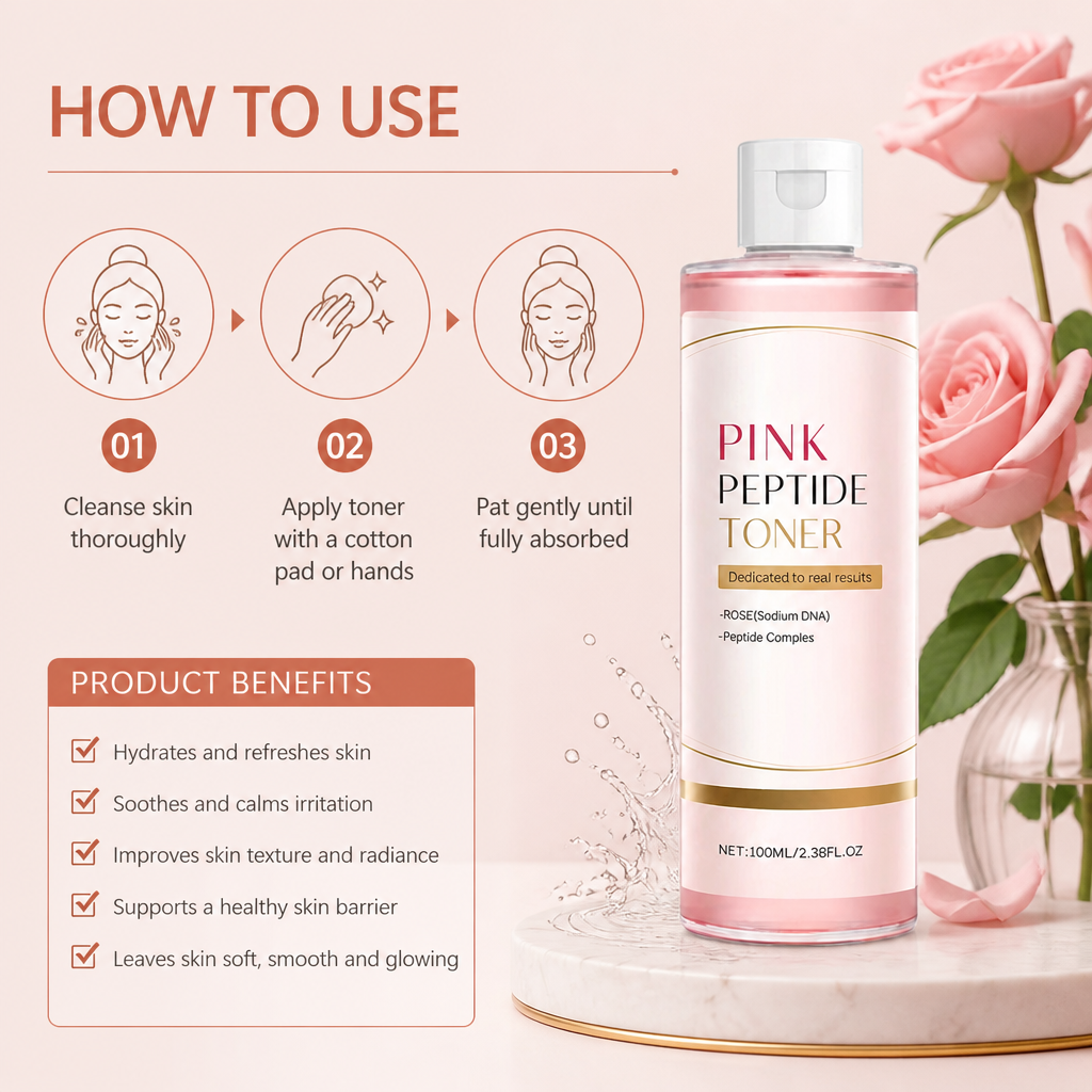 Pink Peptide Brightening Toner for Smooth, Hydrated & Radiant Skin