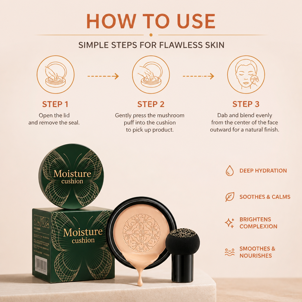 Bionic Cushion Foundation – Lightweight Full Coverage Natural Finish