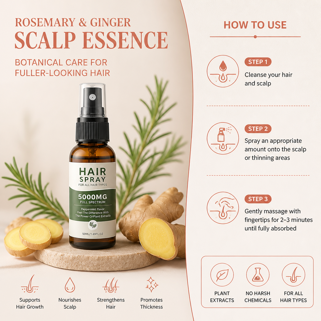 Rosemary & Ginger Scalp Essence – Botanical Care For Fuller-Looking Hair