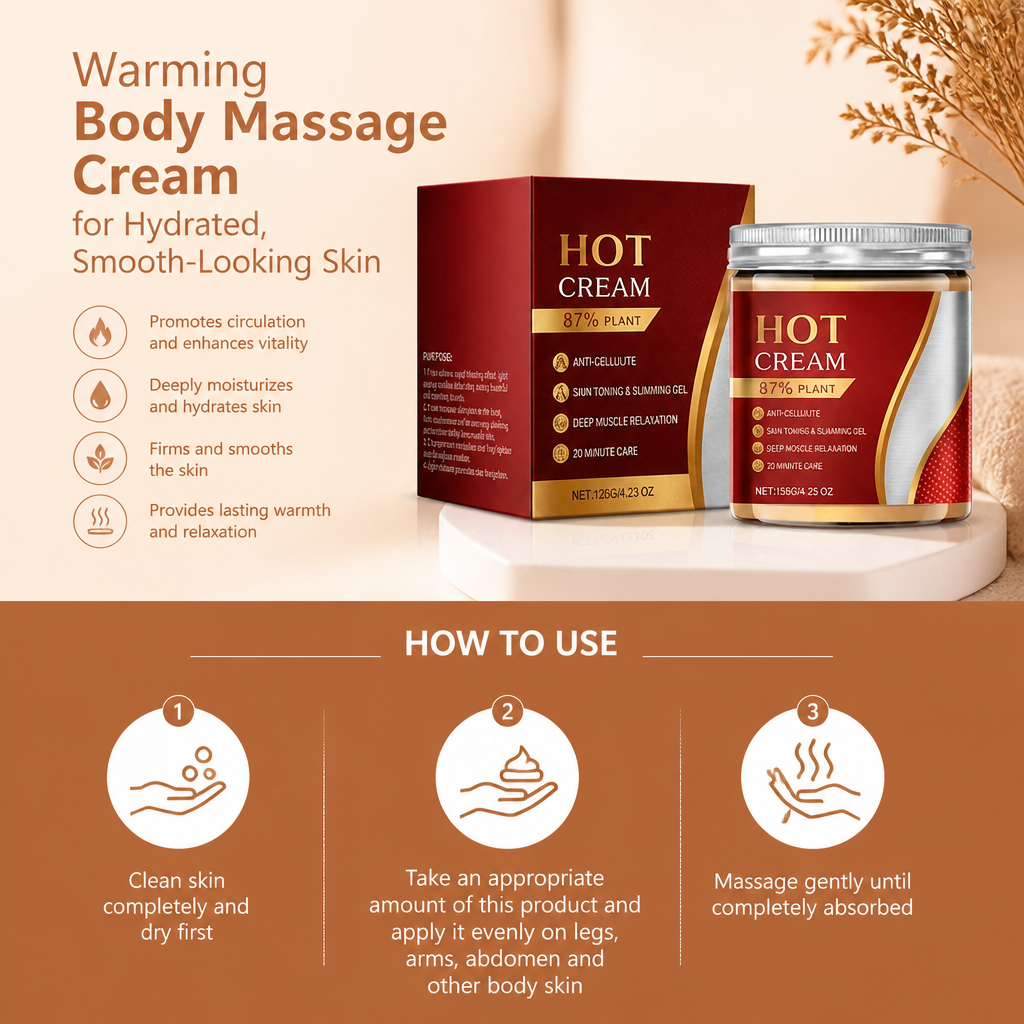 Warming Body Massage Cream for Hydrated, Smooth-Looking Skin