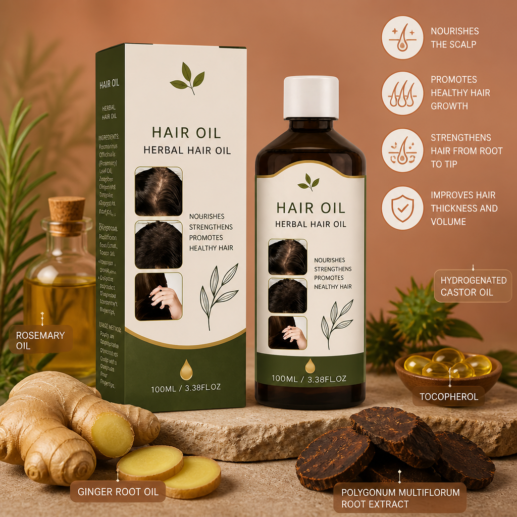 Rosemary & Herbal Hair Oil – Nourishing Scalp Care For Fuller-Looking Hair