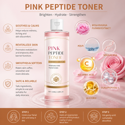 Pink Peptide Brightening Toner for Smooth, Hydrated & Radiant Skin